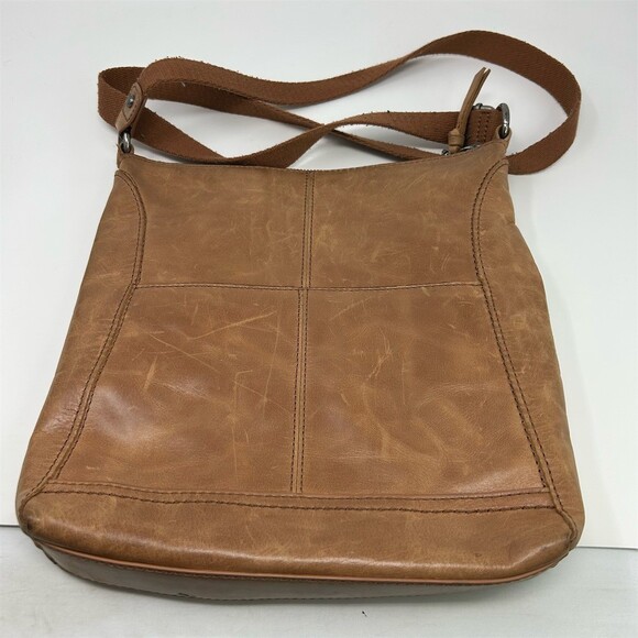 The Sak Lucia Crossbody Bag Womens Medium Tobacco Brown Floral Embossed Leather - Picture 6 of 11